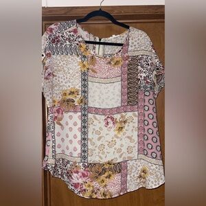 Maurices Pink and Cream Patchwork Blouse